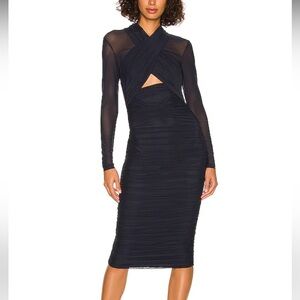 Bardot Black Ruched Mesh Dress